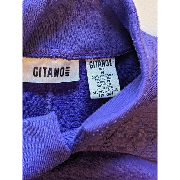 Vintage Gitano Sweatshirt Women Medium/Large Purple Quilted Pullover Mock Neck - Picture 3 of 13